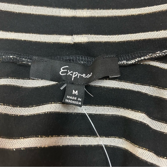 Express Black Striped Embroidered Rhinestone Turtleneck Long sleeve Top - Picture 8 of 12